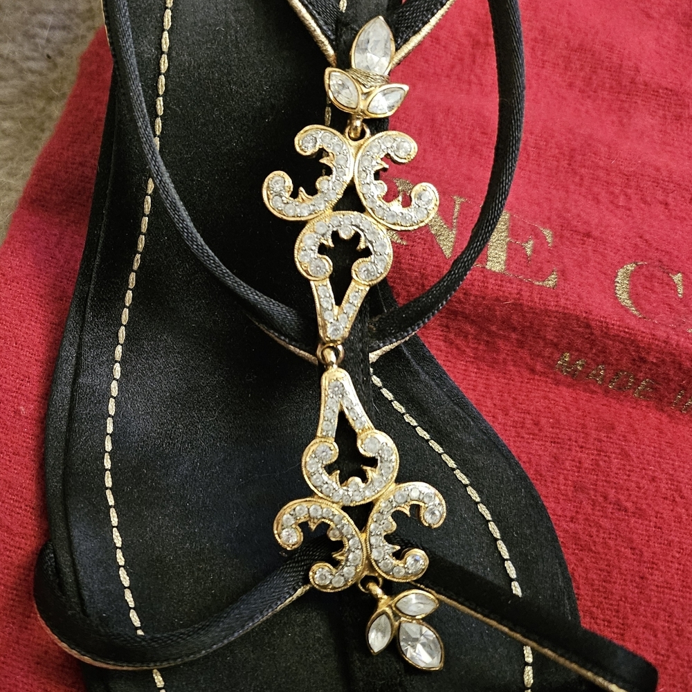 Rene Caovilla blinged out rhinestone heels with gold trim - Picture 2 of 12